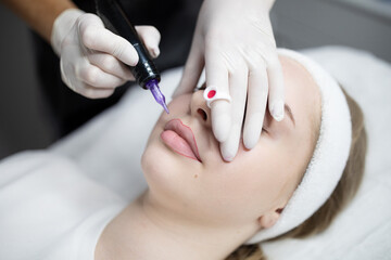 Ladies relax in a beauty salon while receiving a permanent makeup procedure. The session focuses on enhancing their features for a long-lasting look, celebrating self-care and beauty.