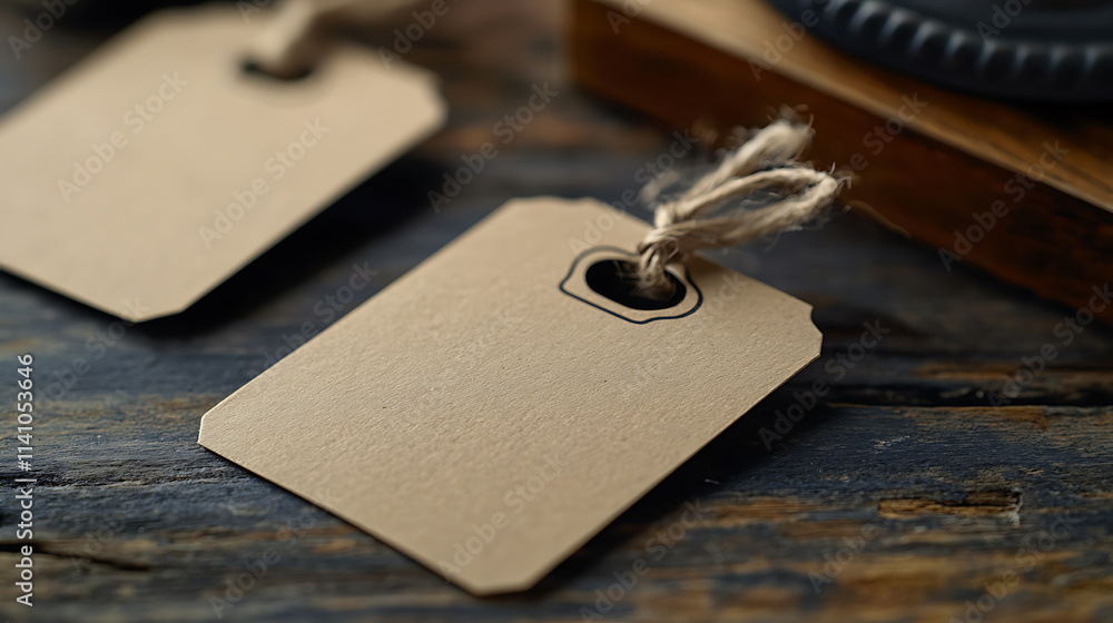 Poster emphasizing the importance of mindful spending, these kraft paper labels encourage a break from cons