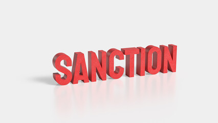 The sanction red text on white background 3d rendering.