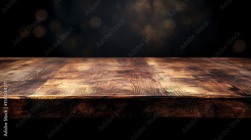 Leinwandbilder empty rustic wood table and blurred soft light table in restaurant with bokeh background, product di