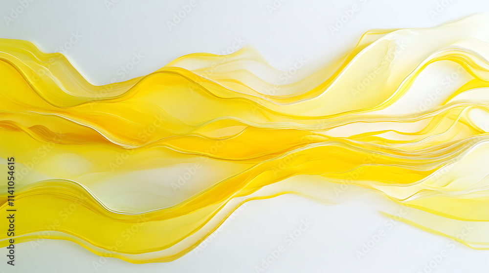 Aufkleber abstract yellow lines flowing across a white background in a smooth, wave-like design, embodying the
