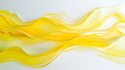 Abstract yellow lines flowing across a white background in a smooth, wave-like design, embodying the concept of movement and fluidity