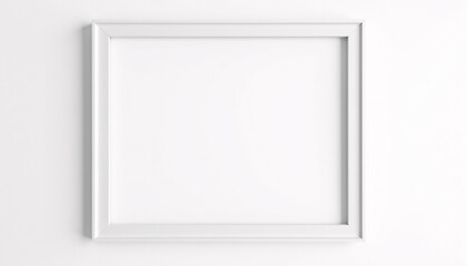 White picture frame mockup on white background with copy space for artwork or photography