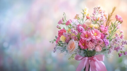 Obraz premium A Delicate Bouquet of Pastel Pink Flowers