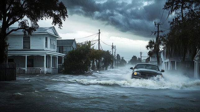 Evacuation scene during hurricane highlighting importance of safety measures in disasters