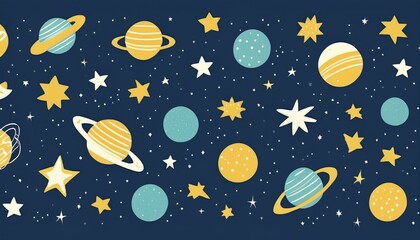 Cute flat style template with Stars in Outer space. Generated image