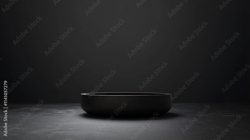 Poster An empty dark textured surface with a subtle light source, set against a black background, suitable for product display