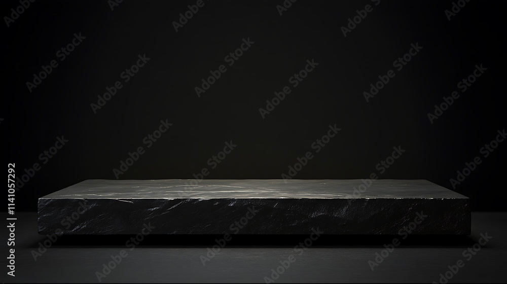 Fototapete an empty dark textured surface with a subtle light source, set against a black background, suitable 