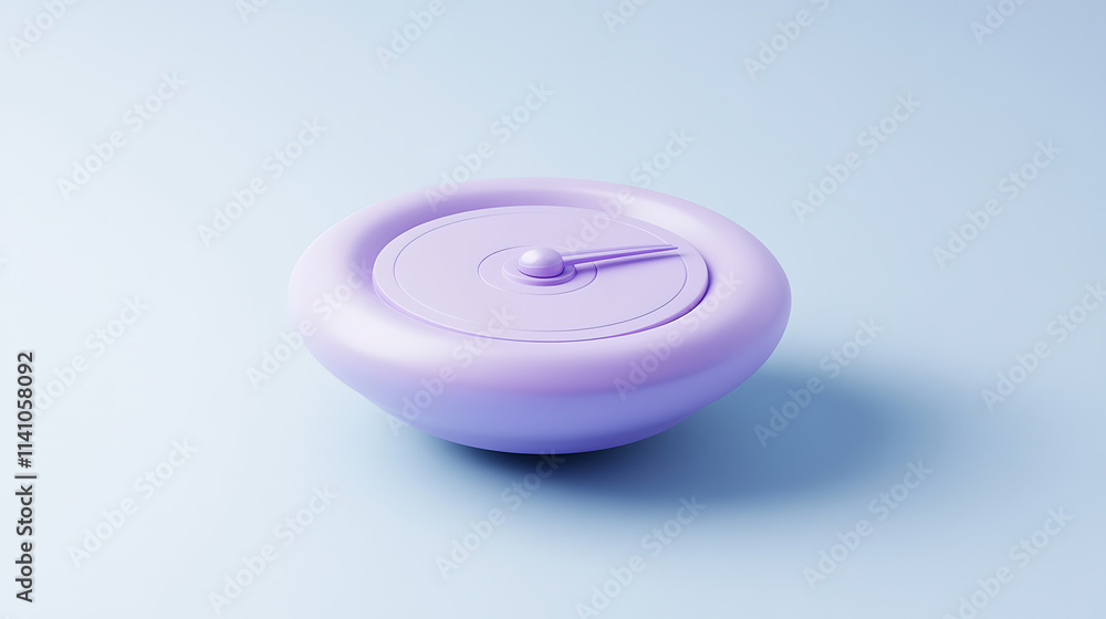 Fototapete analog timekeeping with a purple clock icon the three-of the clock pointer is floating on a solitary