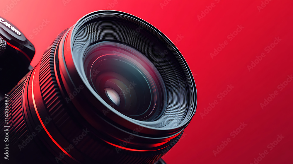Poster Close-up of camera lens with a gradient background, exemplifying modern design and technology