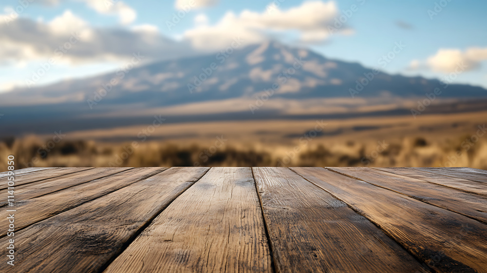 Poster a close up of a rustic empty wooden table with blurred barbershop background