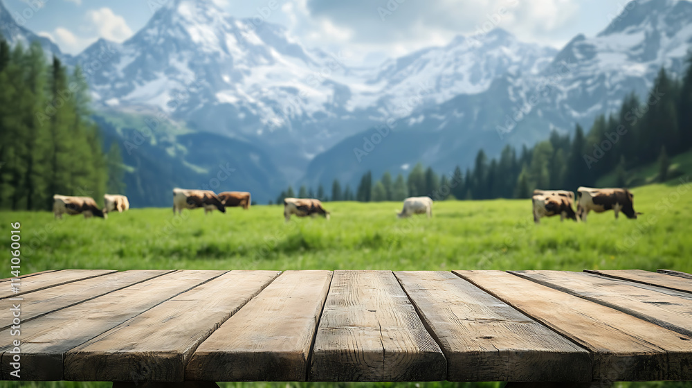 Aufkleber A close up of a rustic empty wooden table with blurred barbershop background