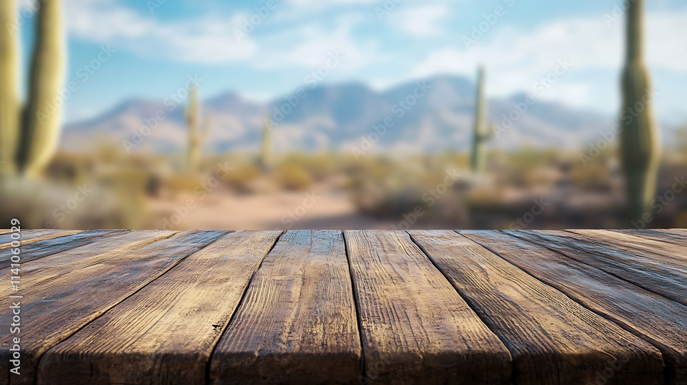 Poster a close up of a rustic empty wooden table with blurred barbershop background