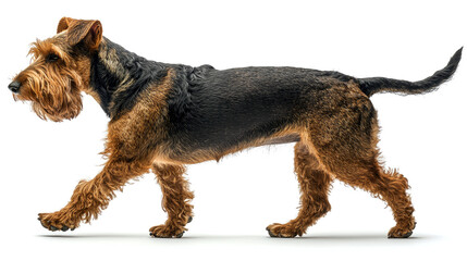 Walking Wirehaired Terrier.