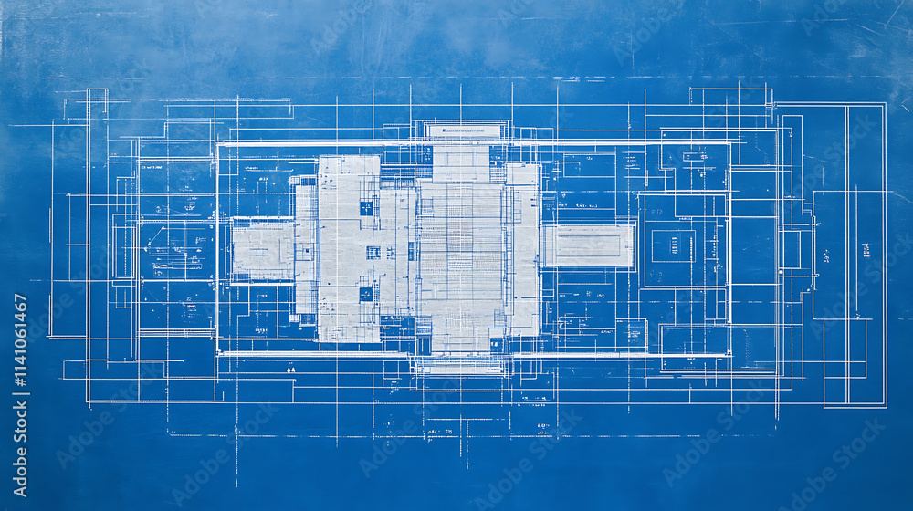Aufkleber a blueprint of an office building shows the structure's interior layout and exterior design through 
