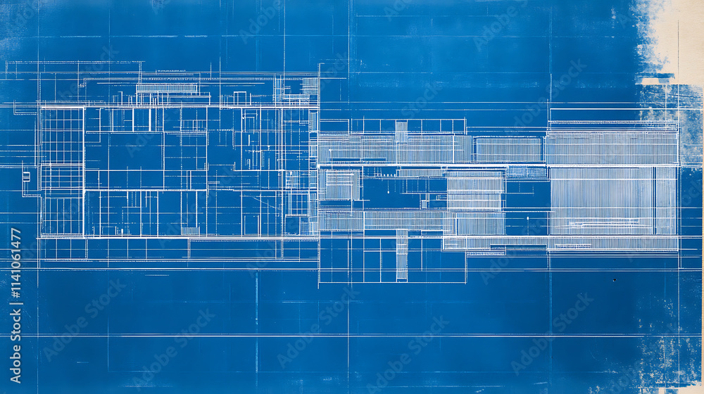 Aufkleber a blueprint of an office building shows the structure's interior layout and exterior design through 