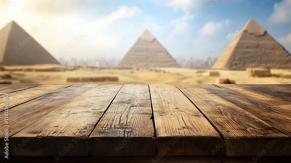 Aufkleber a close up of a rustic empty wooden table with blurred barbershop background