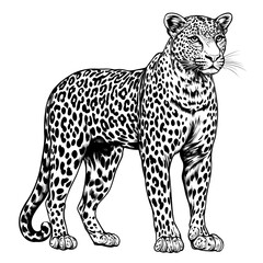 Fototapeta premium Black and white illustration of a leopard. (1)