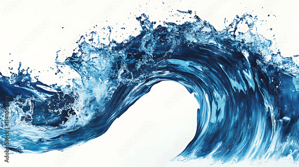 Aufkleber a dynamic abstract blue wave design on a clean white background, exemplifying fluidity and motion