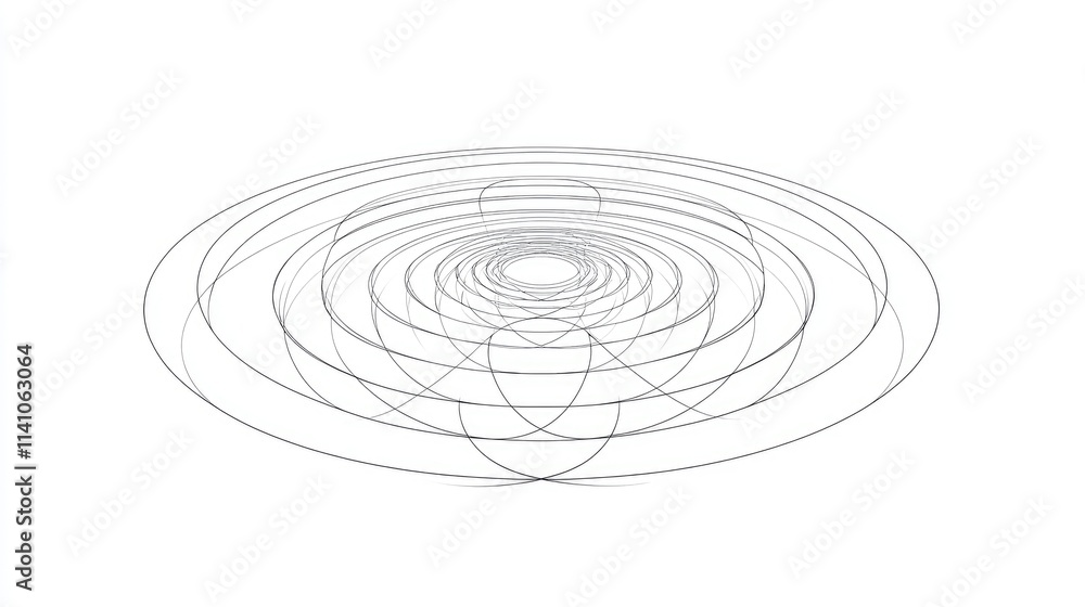 Poster a series of concentric, wavy lines creating a ripple effect in a minimalist design.