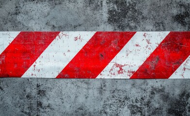 Naklejka premium red and white Striped Barrier on a concrete wall