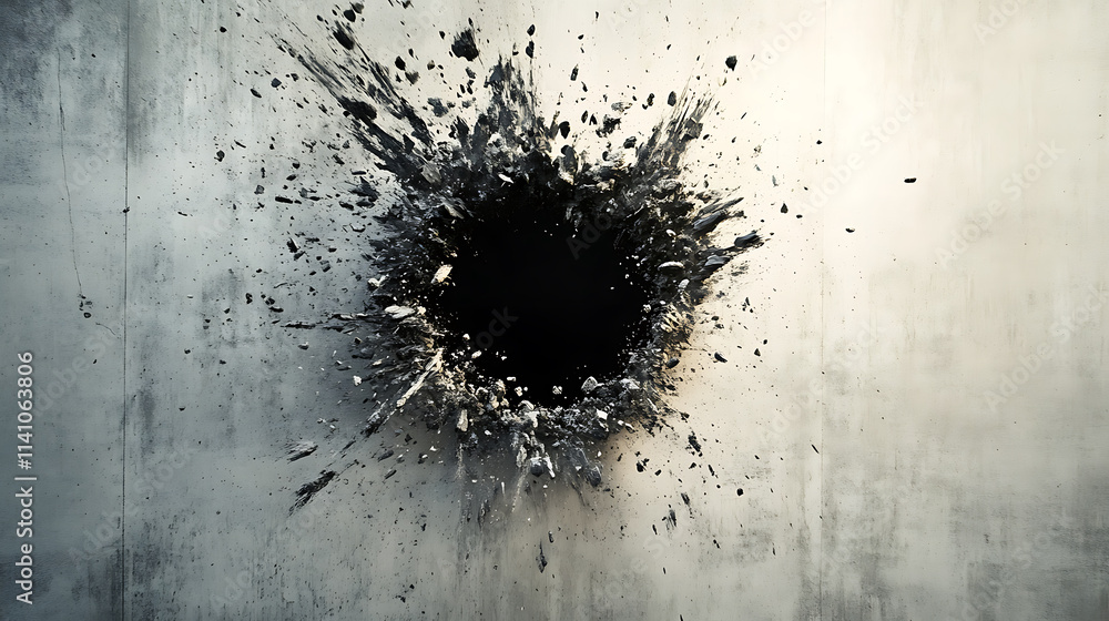 Aufkleber A hole bursting through the design of a wall backdrop that explodes