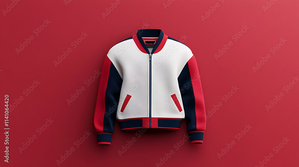 Poster a mockup of a varsity jacket in minimalist modern design