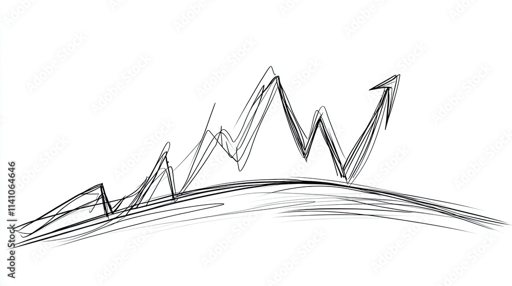 Aufkleber a sketched line graph illustrating an upward trend in data or performance.