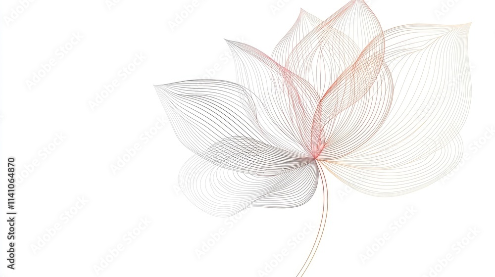 Poster abstract illustration of a delicate flower created with flowing lines and soft colors.