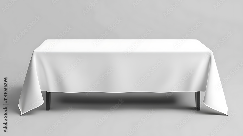 Poster A realistic white tablecloth set that is either isolated or folded, covering furniture or a table with the idea of a folded tablecloth