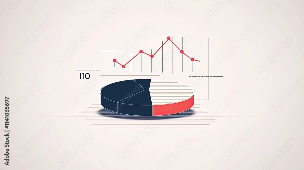 Poster a modern infographic featuring a pie chart and a line graph, illustrating data visually.