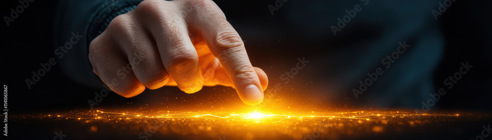 Poster hand reaching towards glowing light source, creating surreal effect