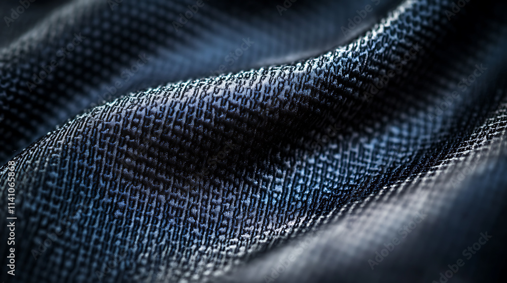 Poster A small dark black pattern on silk fabric creating a textured background with a unique combination of lines colors and shadows perfect for a copy space image