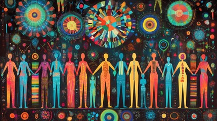 Diverse Groups of People Holding Hands in Unity and Celebration