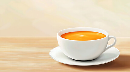 Obraz premium A velvety butternut squash soup with a hint of sweetness and a touch of spice, the soup is pureed to a smooth consistency