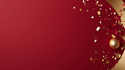 A very simple and minimalist background for an awards ceremony powerpoint presentation with dark red background color, gold confetti and gold accents