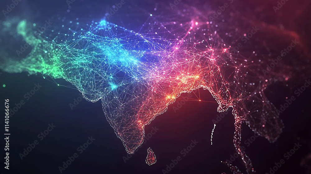Aufkleber a vibrant digital network representing indiaï؟½s progress in connectivity and sustainable technologi