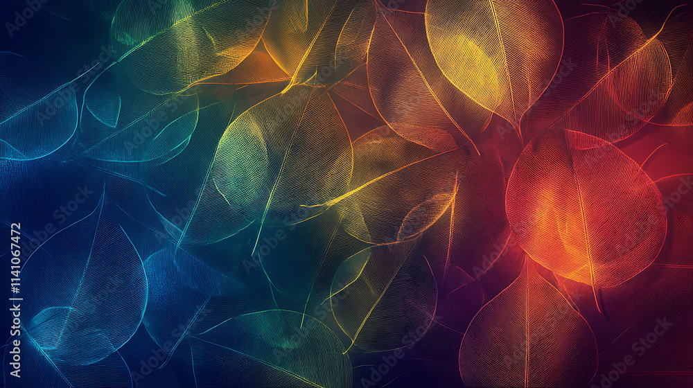 Poster abstract background with outline leaves
