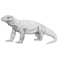 Obraz premium Detailed Komodo dragon illustration.