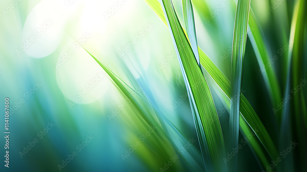 Leinwandbilder abstract blue and green bokeh light blurs background with white copy space, ideal for fresh and vibr