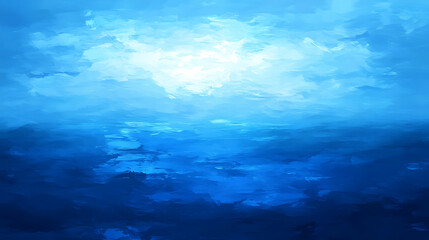 Abstract blue sky and sea, with a gradient from light to dark colors, creating an impressionistic effect, the horizon is blurred for depth