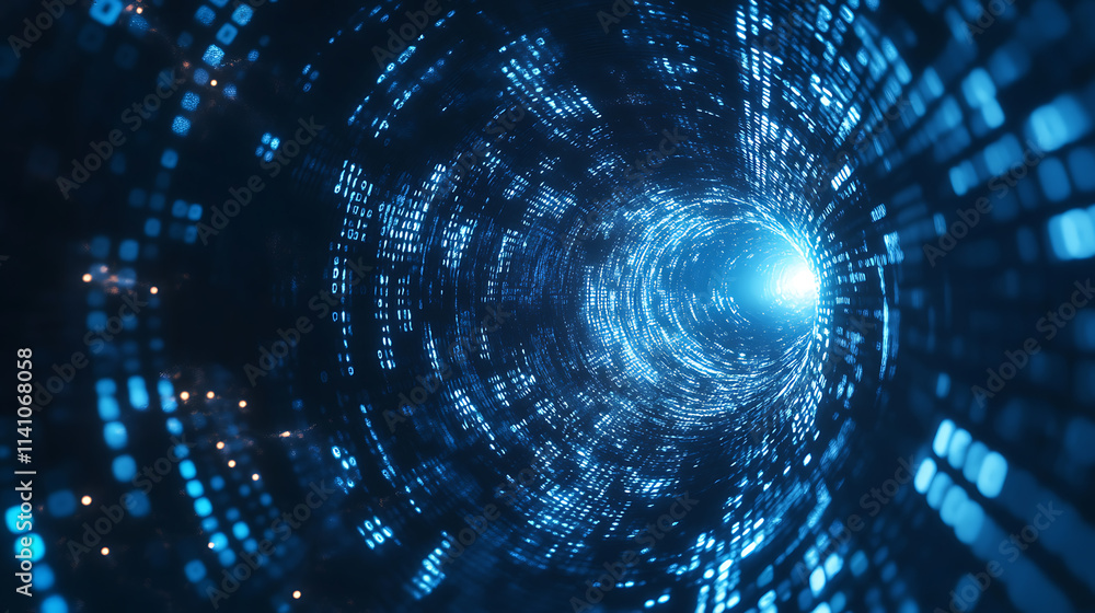 Poster abstract blue technology background with binary code 1 and 0