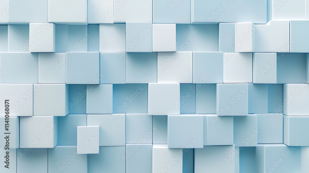 Poster abstract blue white geometric square pattern boxes overlapping background