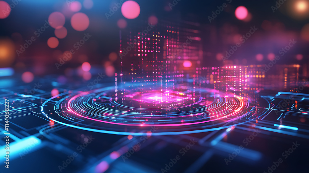 Poster Abstract circuit board futuristic technology processing background