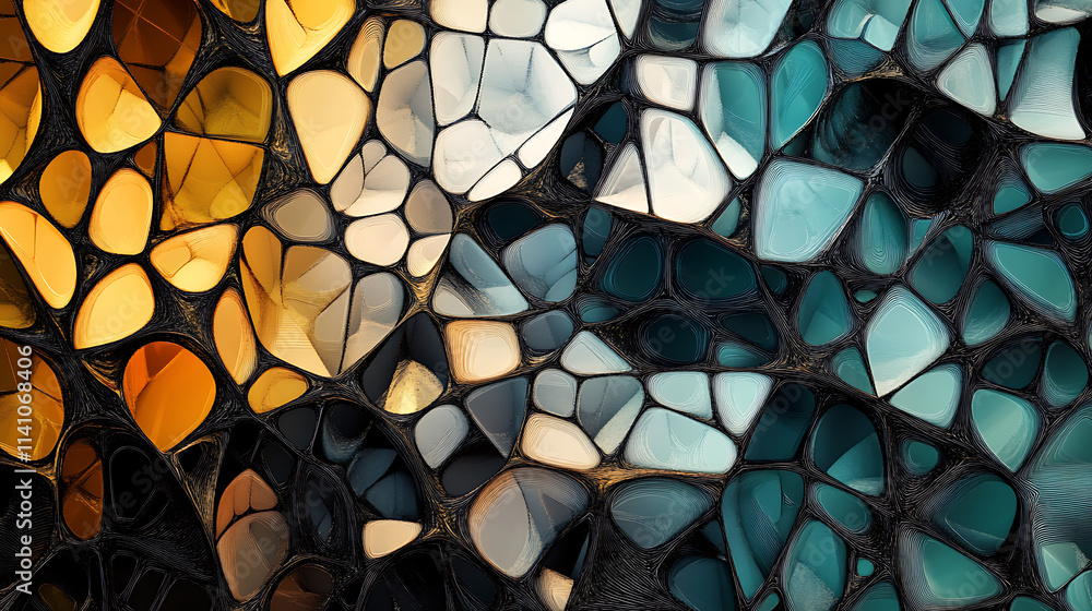 Aufkleber Abstract delaunay voronoi trianglify generative art background illustration