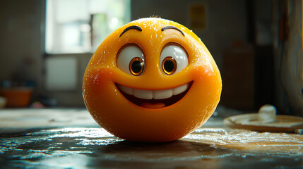 Happy emoticon on surface.