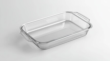 A clear glass baking dish with handles, ideal for cooking and serving various dishes.