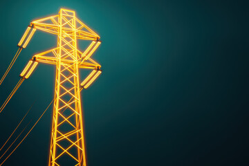 Glowing power lines create surreal atmosphere, illuminating night sky