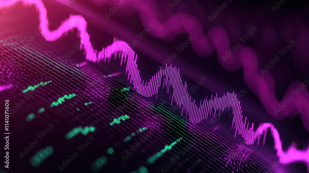 Aufkleber Surreal close up of luminous graphs and charts in vibrant colors, showcasing dynamic data visualization