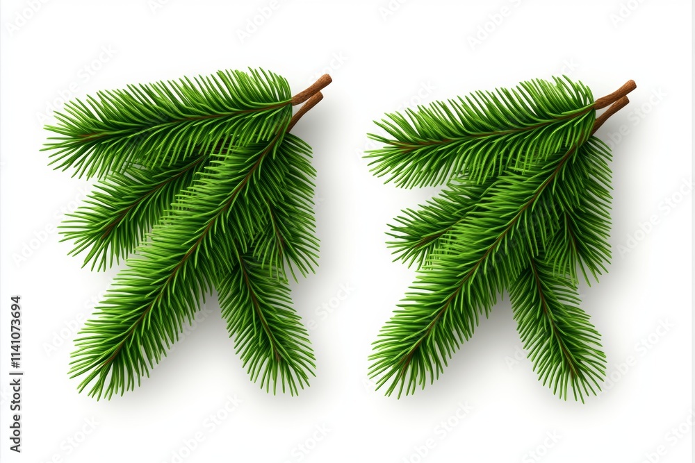 Poster isolated png of a branch from a pine and fir tree collection on a transparent background